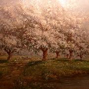 Verner Moore White Typical Verner Moore White oil painting on canvas of apple blossoms USA oil painting artist